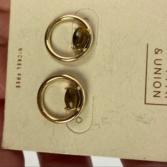 NWT Nordstrom‎ Set of Two Earrings Hoop Studs Stone Dangle Drop Geometric New - Picture 3 of 7